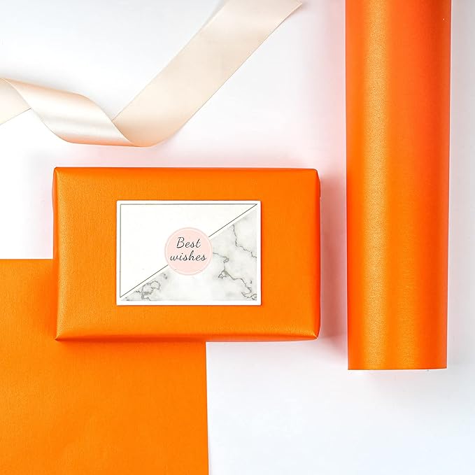 RUSPEPA Orange Matte Wrapping Paper - Solid Color Pearly - luster Paper Perfect for Wedding, Christmas, Baby Shower -17 Inches X 32.8 Feet