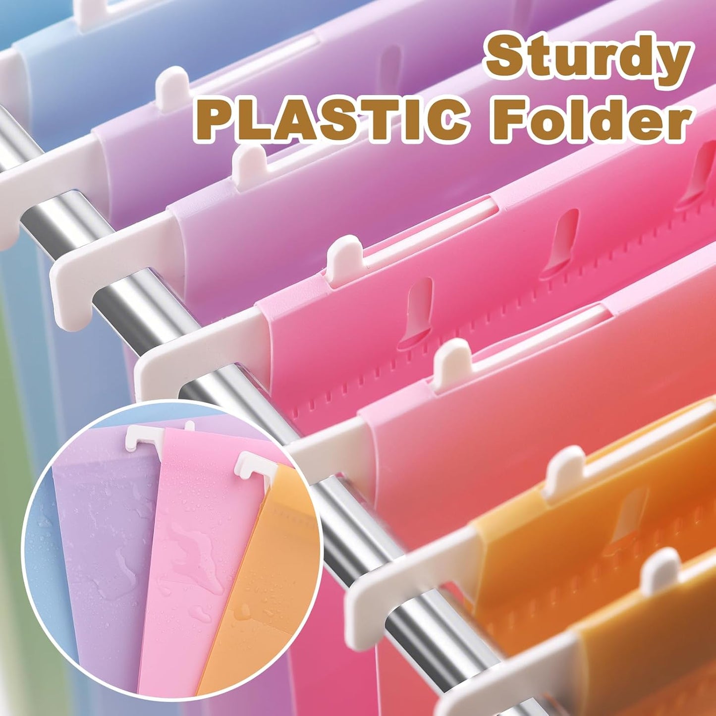 Surcotto Hanging File Folders - Letter Size, 18-Pack Reinforced Plastic with 1/5-Cut Tabs | Ideal for Home & Office