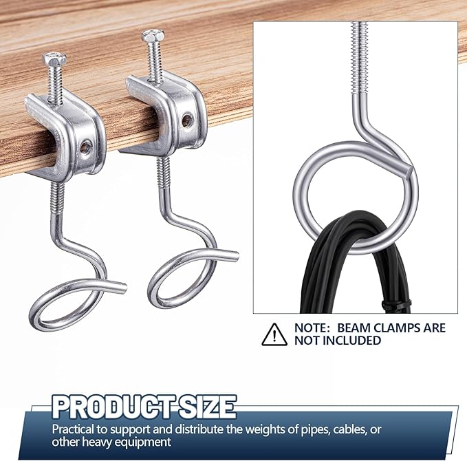 Yaocom 200 Pcs 1/4"-20 Machine Threaded Bridle Rings 1-1/4" Diameter Heavy Duty Bridle Wiring Rings Cable Hangers for Low Voltage Cable Pipe Management