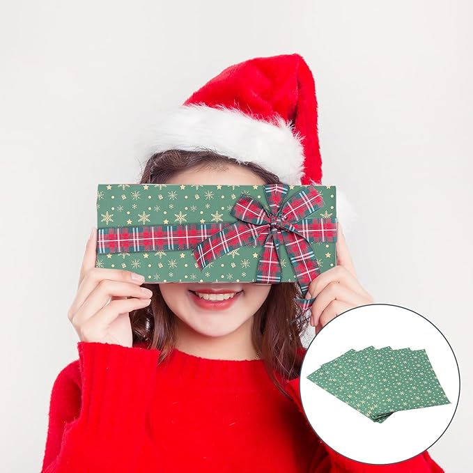 GALPADA 5pcs Vintage Christmas Wrapping Paper Kraft DIY Present Packaging for Bouquet Seasonal Festival Celebration