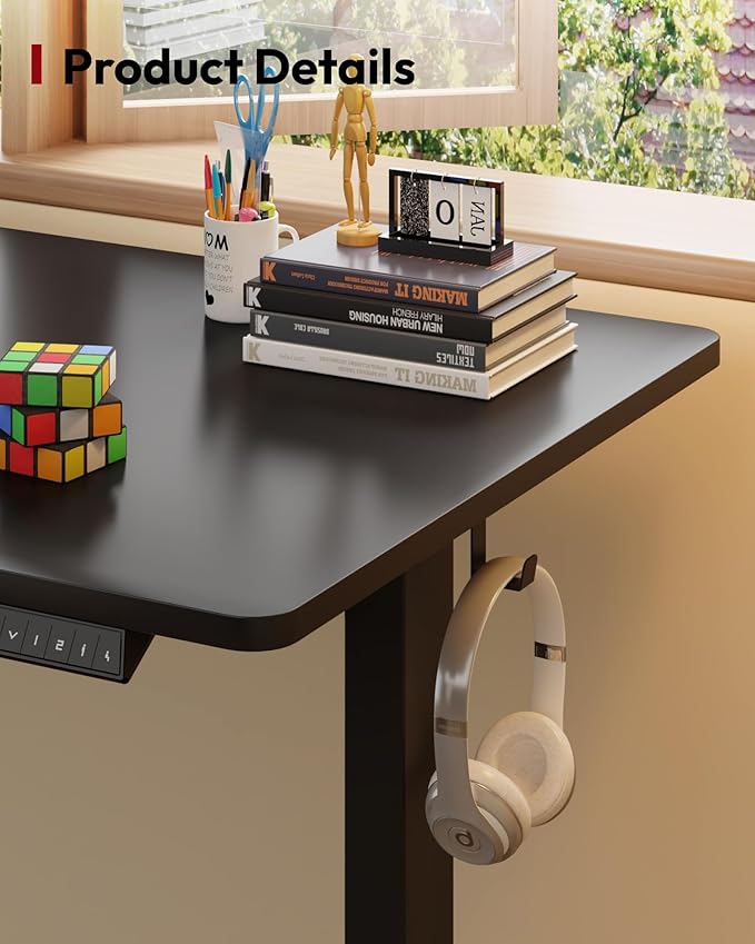 SANODESK Electric Standing Desk 71 x 32 Inches Height Adjustable Stand Up w/6-Button Controller Ergonomic Computer Desk with Splice Board for Home Office, Black Frame + Black Tabletop