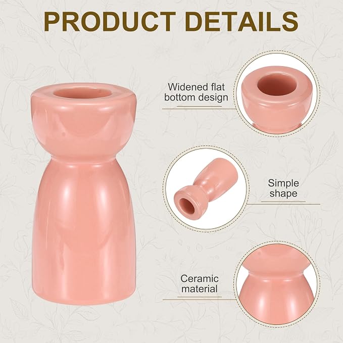 uxcell 2 Pack Candlestick Holder Bright Pink Ceramic Taper Candle Holder Candle Stand Holders Modern Style Decoration for Centerpiece Tabletops Anniversary