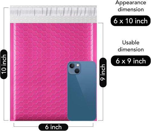 Fuxury Bubble Mailers - Thick Pink Padded Envelopes | 6x10" Size, 600 Pack for Shipping & Packaging