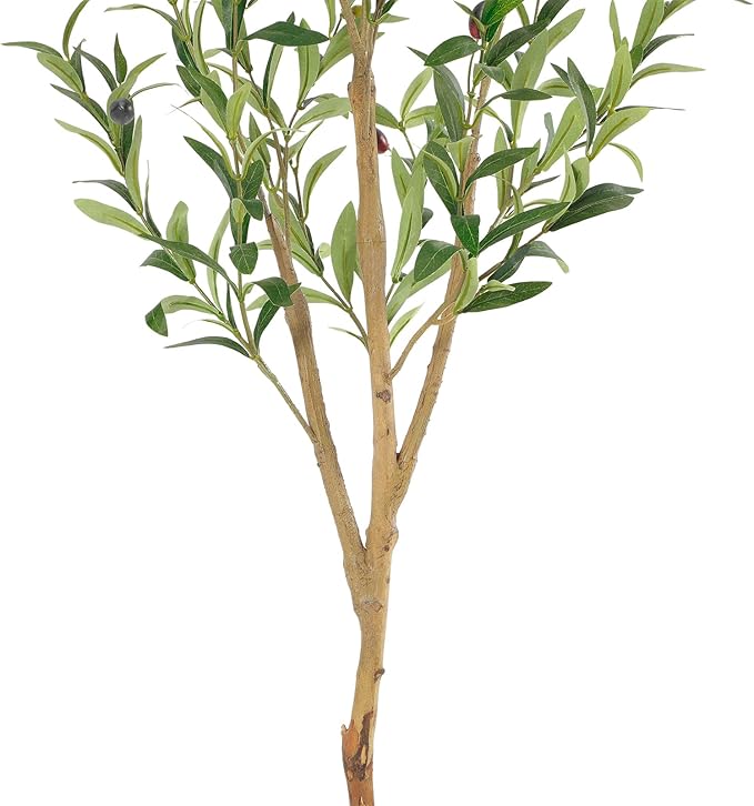 Bellacat Faux Olive Tree 4ft，Olive Trees Artificial Indoor with Natural Wood Trunk and Realistic Leaves and Fruits. 4 Feet(48in) Fake Olive Tree for Home House Office Décor.