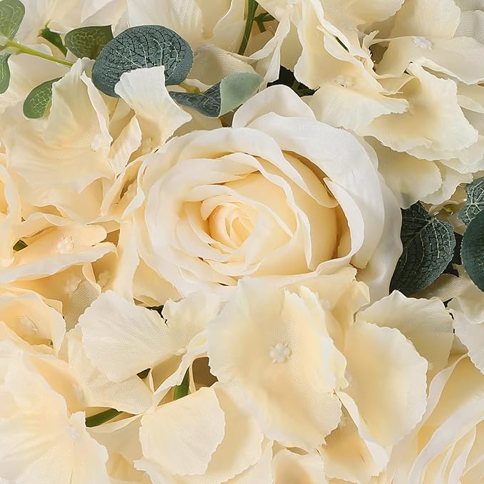 10 PCS Flower Ball Arrangement Bouquet, 11.8inch Diameter Flowers Centerpieces, Champagne Fake Floral Roses Balls Tabletop Decoration for Wedding Centerpieces, Party Decor