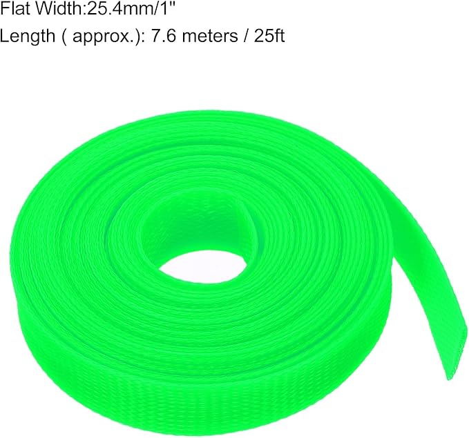 uxcell Expandable Sleeving, 1-inch 25ft Cable Sleeve, Green
