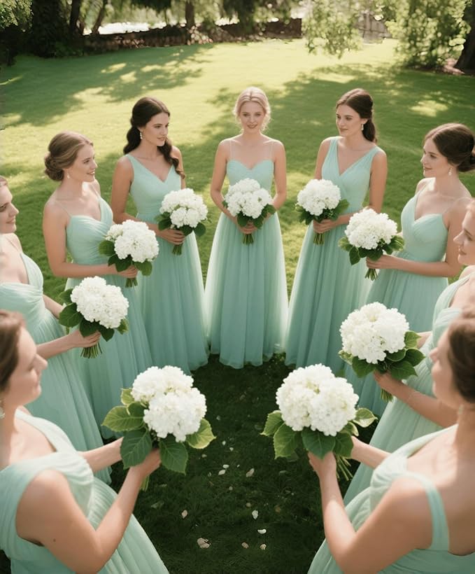 Artificial White Hydrangea Flowers with Leaves, 50 Pack, 6 Inch Silk Flower Heads, DIY Mother's Day Wedding Decor Set with 100 Leaves, 50 Stems