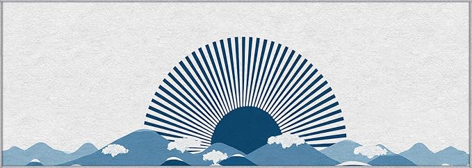 Small Area Rugs 2x4 Entryway, Boho Sunshine Rug, Japanese Landscape Design, Washable Kitchen Rug Non-Slip, Compact Carpet for Laundry Room & Powder Room, Modern Coastal Room Decor