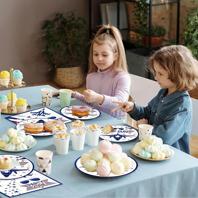 40Pcs Air Force Party Decorations Navy Blue Birthday Plates and Napkins Sets for Airplane Party Favors Supplies Air Force Decorations for Boys Baby Shower Birthday Decor