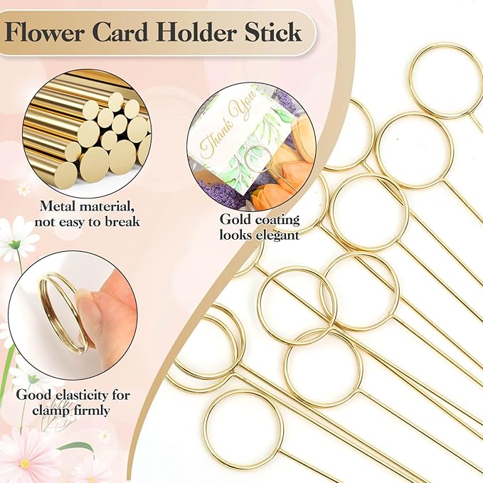 cridoz 50 PCS Flower Wrapping Paper Sleeves for Bouquets with 50 PCS Floral Card Holder Picks and Ribbons, Kraft Bouquet Bags for Flower Bar, Mother's Day, Graduation, Valentine, 22 x 14 Inches