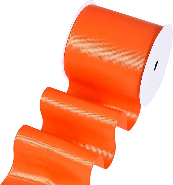 YAMA Orange Double Faced Satin Ribbon, 3 Inch 10 Yards, Great for Crafts Bows Flower Bouquet Wedding Home Decor Gift Wrapping