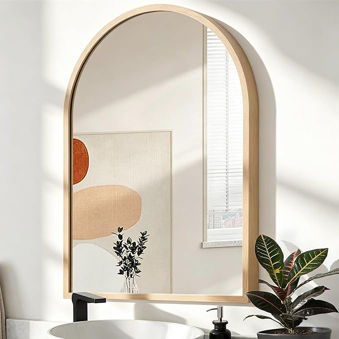 Arch Wall Mirror for Bathroom,Mirrors for Wall, Large 28"x20", Vanity Mirror for Bedroom Dresser, Entryway, Living Room, Aluminum Alloy Metal Frame