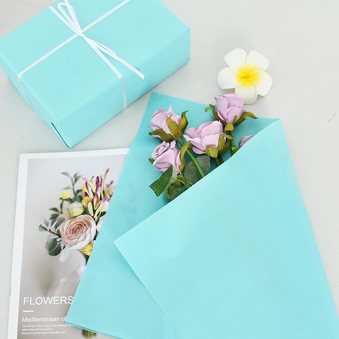 BEISHIDA 100 Sheets Teal Tissue Paper Bulk, Wrapping Tissue Paper for Gift Bags, 14 x 20 Inch Gift Wrap for Birthday Wedding Graduation DIY Crafts Holiday Flowers