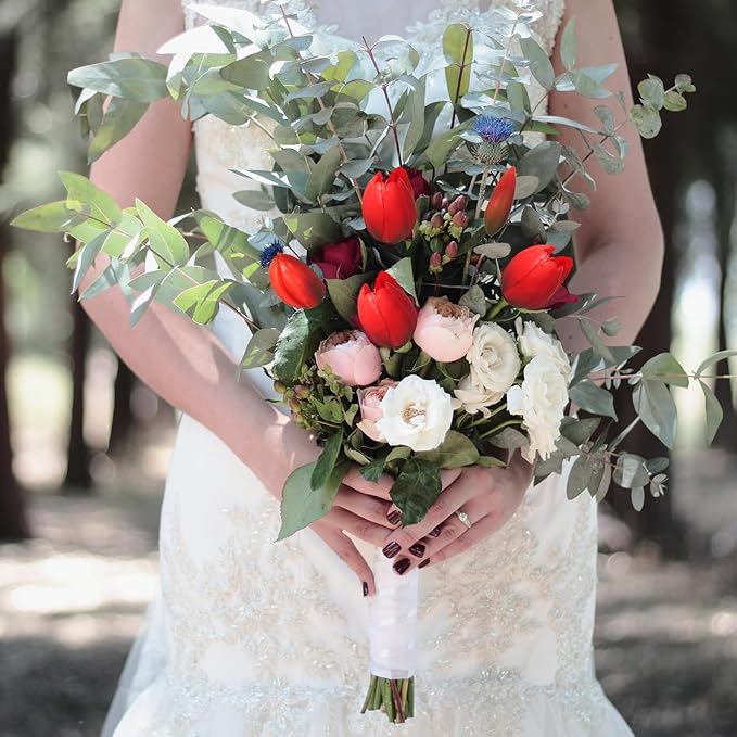 10 Pcs Fake Tulips Tulips Artificial Flowers Real Touch Fake Flowers Artificial Flower Bouquet for Home Table Party Wedding Decoration(Red)