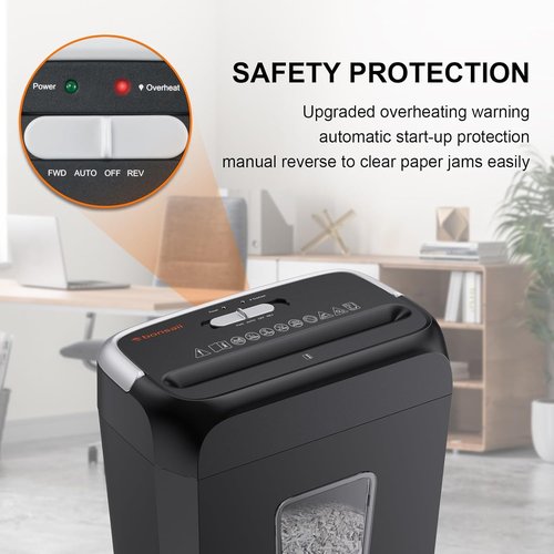 Bonsaii 6-Sheet Cross-Cut Shredder - 3.4 Gal Wastebasket for Home Office | Portable & Compact Design