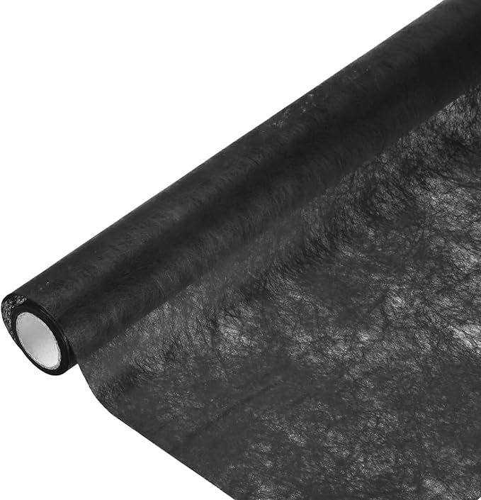 M METERXITY Korean Cotton Floral Wrapping Paper 1Roll [Black] - 9m x 58cm (29.5ft x 23in), Translucent & Waterproof Flexible for Bouquets, Gift Packaging, Wedding, Florist Use