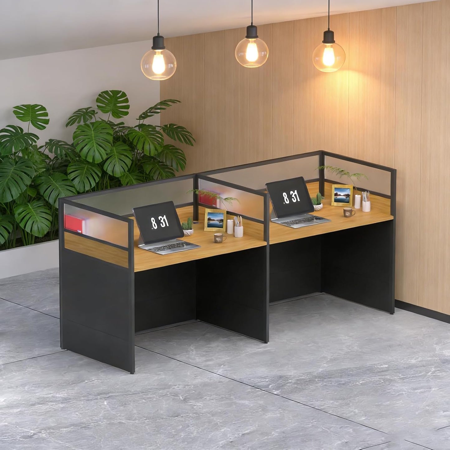 Skiennix Office Cubicle Desk - Mute Privacy Partitions for Computer Workstation | Side-by-Side Design