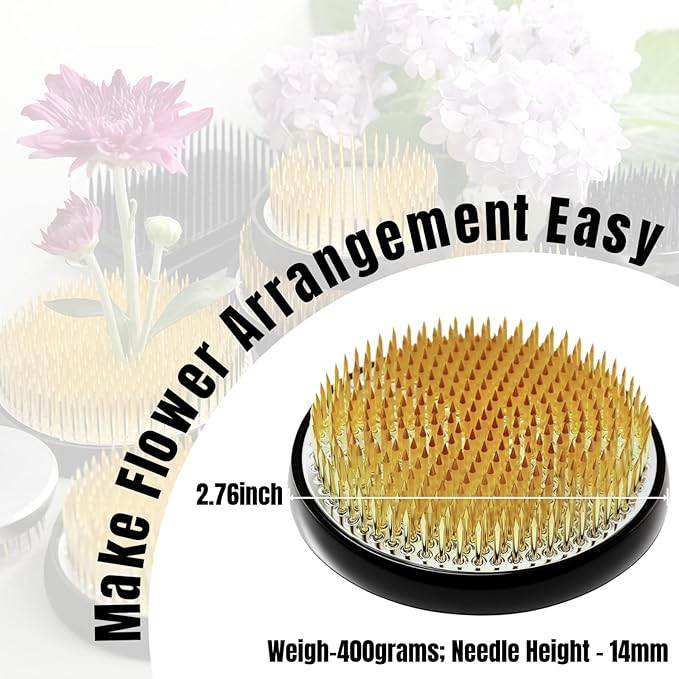 Brass Pin Floral Frog Ikebana Kenzan Flower Arranger Holder with Lead Base Rubber (2.76inch)