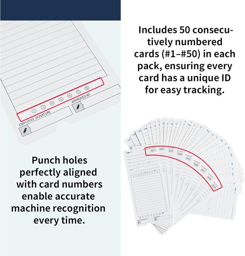 AT-4500 Time Cards - 100 Pack of 2 Sets (50 Each) - Durable & Convenient for Time Tracking