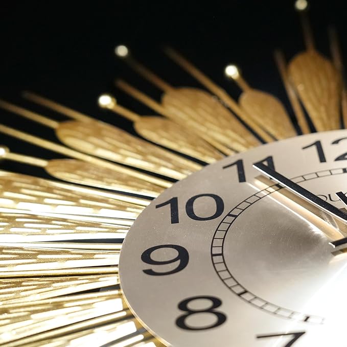 27" Gold Mid Century Modern Wall Clock，Battery Operated Decorative Decorative Metal Wall Clock for Living Room/Bedroom/Office/Bathroom Wall Art&Clocks
