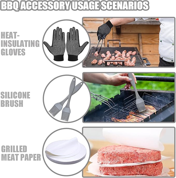 KUAWAK Smash Burger Press Kit 56 Pcs,grill press,7.9 Inch Cast iron hamburger smasher tool,Wood Handle Grill Press with and Griddle Accessories,Barbecues and Tailgates