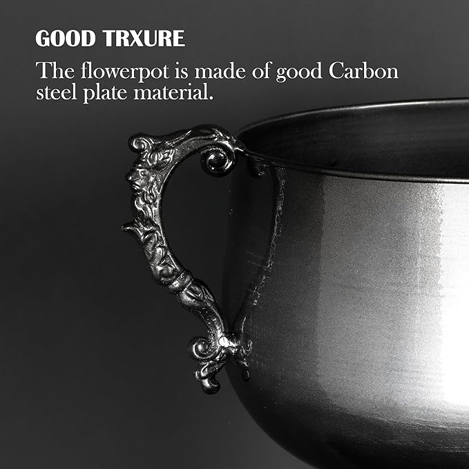 WORTH 22.5" H. Tall Floor Urn Vase - 15.3" Dia. Classic Bowl Metal Planter Plant Pot - Glossy Black Bowl Flower Vase for Party Event Home Decor - Decorative Outer Pot