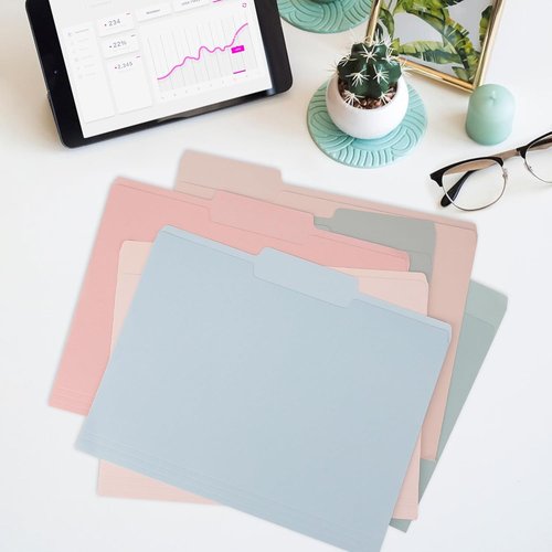 PMYBUPo Peachy-Pink File Folders - 100 Pack Manilla 8.5x11 | Colorful Office & School Supplies