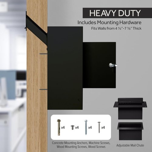 Durabox Drop Box Safe - Heavy Duty Steel Mailbox with Lock for Secure Mail & Cash | 17 x 13 x 7 (Black)