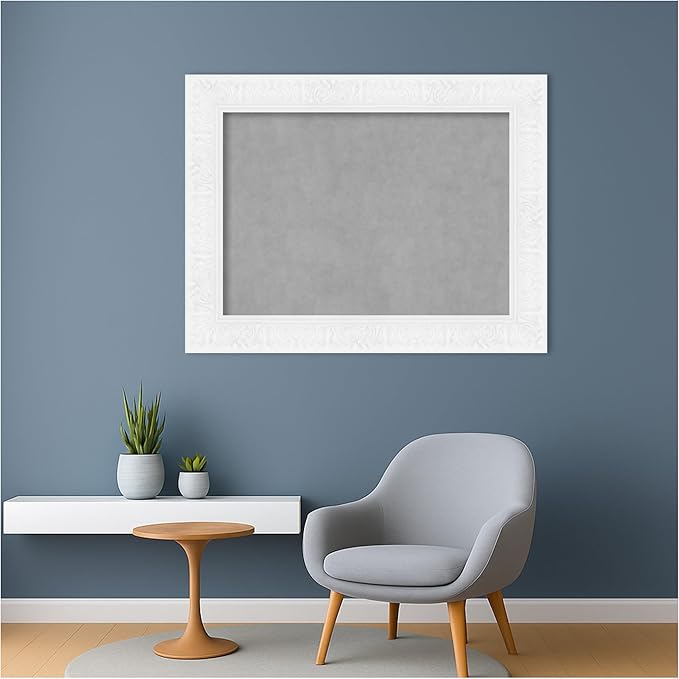 Amanti Art White Framed Magnetic Board 27x35 Medium Vision Board for use with Magnets, 100% Metal Sheet to Display Items as Office Decor or for Home Organization in mudroom, Kitchen or Kids Room