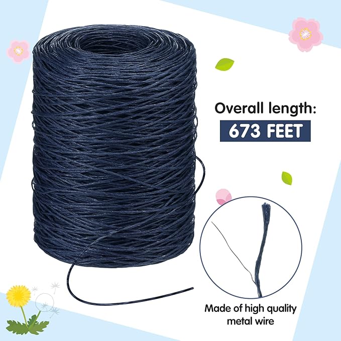 Syhood 673 Feet Floral Vine Bind Wire Rustic Wrapping Wire for Flower Bouquets(Dark Blue)