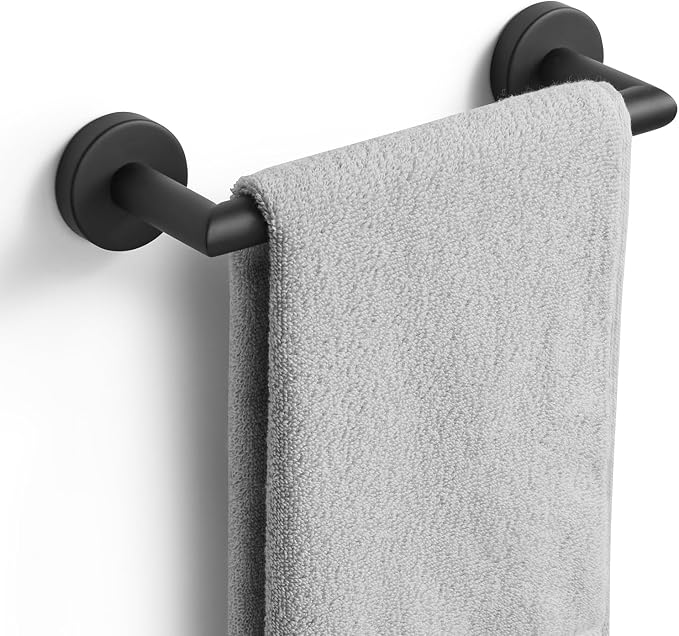 JunSun Bathroom Towel Bar 9 Inch Matte Black Towel Racks Wall Mounted Bath Hand Towel Holder Modern Home Decor Towel Rod Bathroom Accessories Stainless Steel Towel Hangers Towel Rail Single Towel Bars
