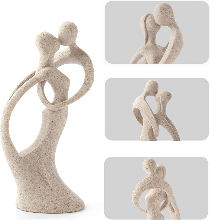 Modern Abstract Couple Statue, Kissing Lovers Sculpture Figurine for Home Decor Living Room Bedroom Bookshelf Office, Gift for Wedding Anniversaries, Love Decor Ornament for Couple Valentines