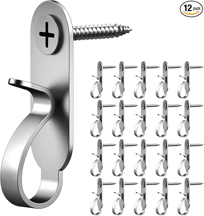 Lewufe String Lights Hanger Hooks, Stainless Steel Lights Clips, Outdoor Screw Hooks for Christmas Party Easy Release Wire and Fairy Led Lights, 20 Packs