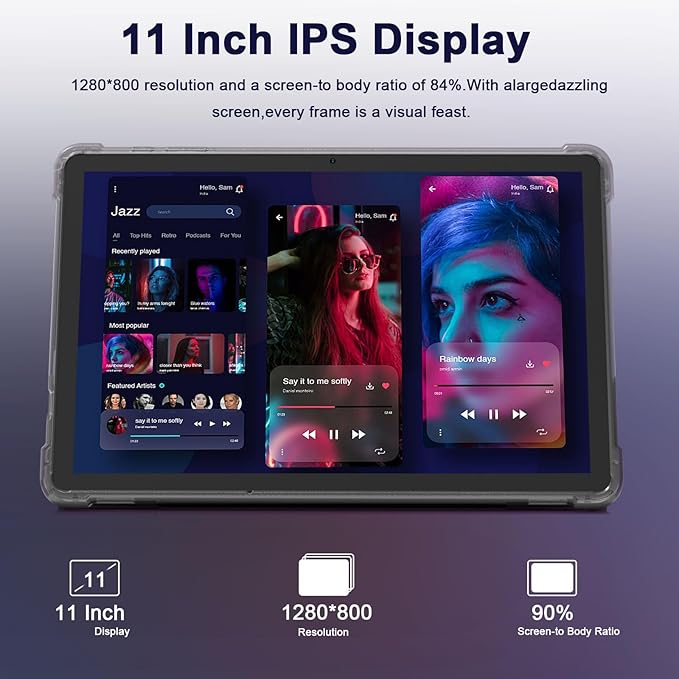 11 inch Tablet, 18GB + 128GB, Android 15 Tablet, 1TB Expandable, 13MP Camera, Octa-Core Processor 5G WiFi 8000MAH Battery 11'' IPS HD Touchscreen Google Tableta.