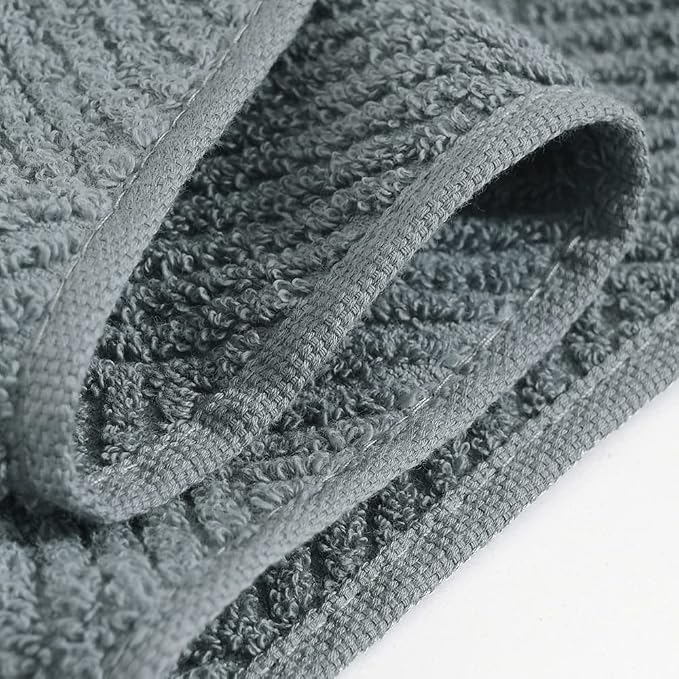 sense gnosis Sage Green Hand Towel Set of 2 Striped Weave 100% Cotton Super Soft Highly Absorbent Light Weight Decorative Hand Towels for Bathroom 13x 29 Inch