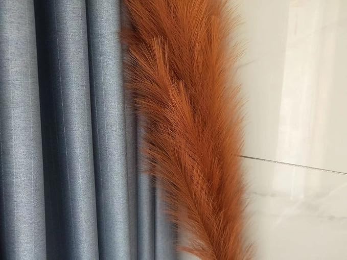 Premium Faux Pampas Grass Decor Tall & Fluffy, No Assembly Needed Long Pampas, Luxury Large Floral, Elegant Feather Flowers for Wedding Decorations (Faux Burnt Orange, 8pcs 43.3"(110cm))