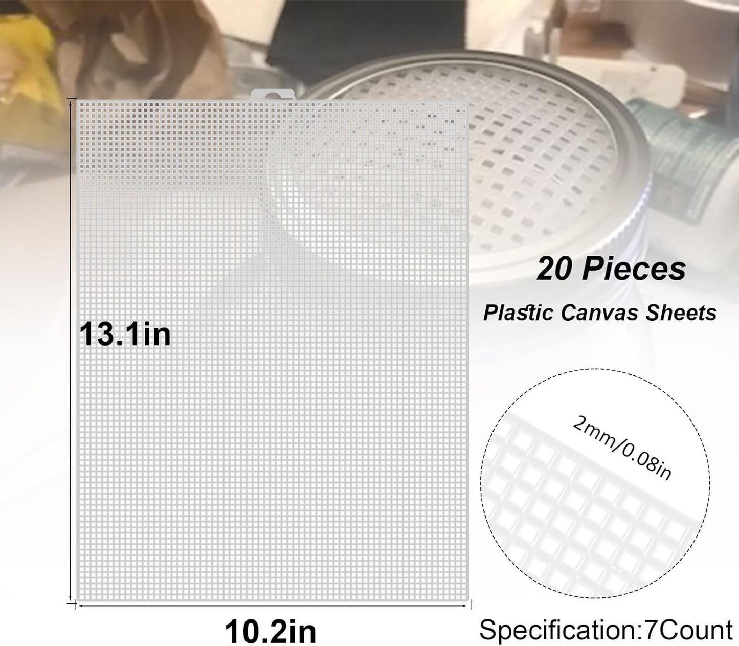 Skiennix Plastic Canvas Sheets - 20 Pieces of 10.2x13 Inch Mesh for Crafts & Needlepoint Projects