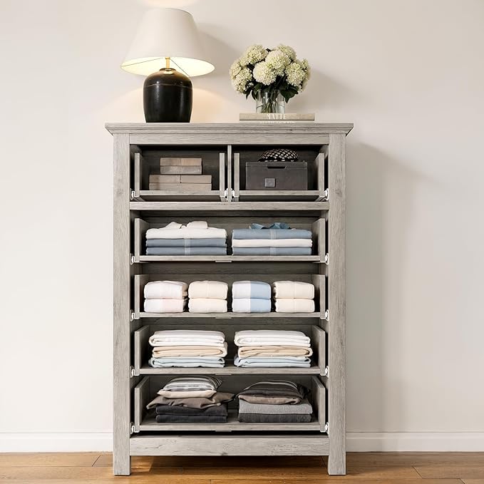 LGHM Dressers for Bedroom with 6 Drawers, 6 Drawer Dresser with Textured Borders, Chest of Drawers Closet Organizers and Storage Clothes - 6" Deep Drawer for Bedroom, Living Room,Gray