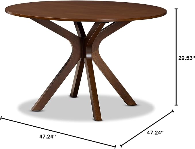 Baxton Studio Kenji Modern and Contemporary Walnut Brown Finished 48-Inch-Wide Round Wood Dining Table