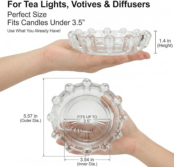 Bubble Smoky Glass Candle Holder – Modern Anthropologie-Inspired Decor Dish for Small Candles & Diffusers | Stylish Tabletop Accent for Home Bar & Cozy Living Spaces (1, Clear)
