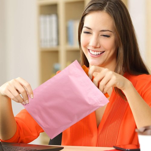 Metronic Poly Mailers 6x9 | 200 Pack Strong Adhesive Waterproof Envelopes for Clothing - Light Pink