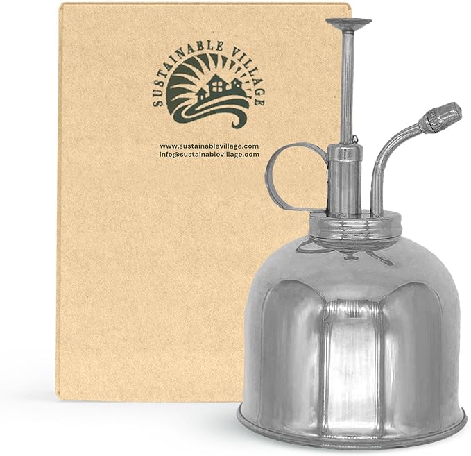 Sustainable Village Watering Can Indoor Plants - Nickel Plant Mister - Stylish and Rust Resistant Watering Cans for Healthy Hydration - Prevents Overwatering