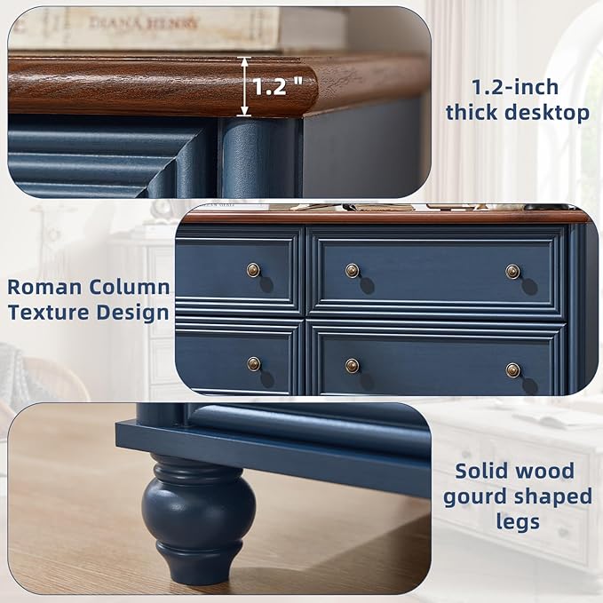 Dressers & Night Stand Set of 3, Wood 54'' Wide Dresser & 18'' Chest of Drawers, Roman Column 2 & 3 Drawer Nightstand Set of 2, Furniture 6 Drawer Dresser Suites for Bedroom Living Room, Hallway, Home