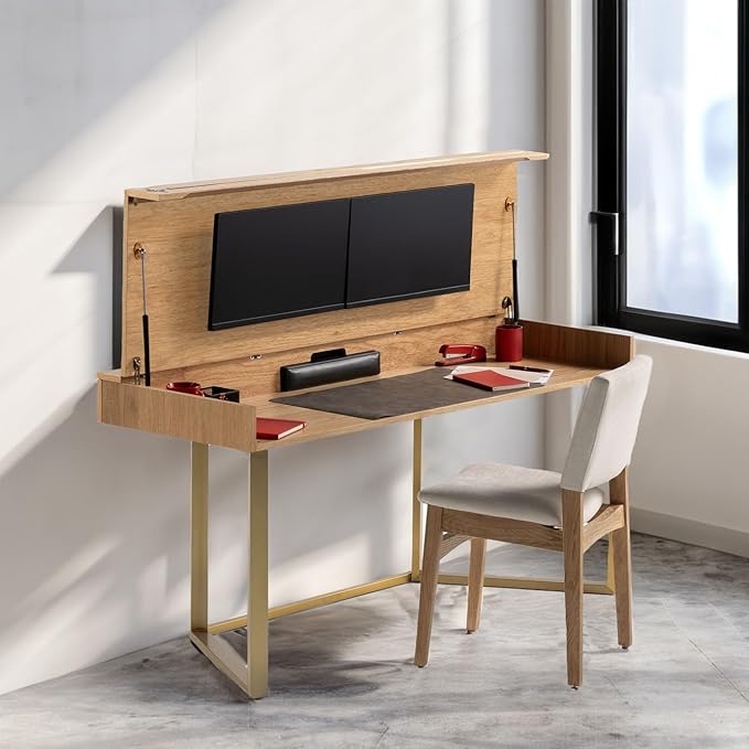 Transformer Table to Desk – Expandable Dining Table to Computer Desk, Work-from-Home Office Desk, Gaming Desk, Study Desk, Space-Saving Adjustable Furniture (Natural)