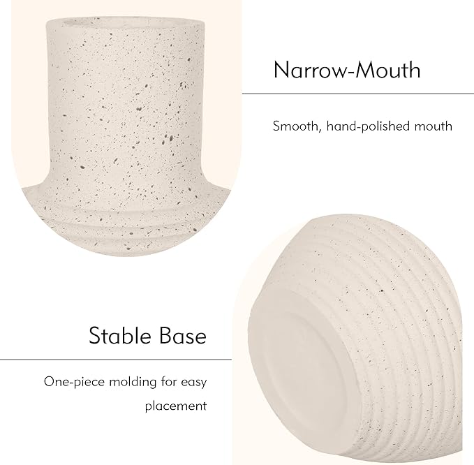 Oakrain Large Flower Vase with Groove Texture, 17" Tall Floor Vase, Narrow-Mouth Handcrafted Decorative Centerpiece for Modern Home Decor