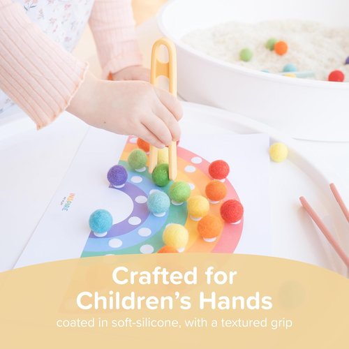 Inspire My Play Coral Silicone Mini Tongs for Kids - Fine Motor Skills Development | Toddler Sensory Toy