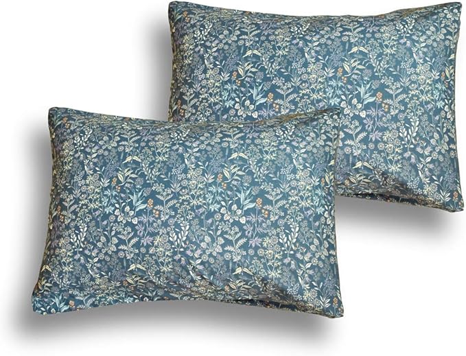 mixinni Floral Duvet Cover Queen Flower Pattern Blue Duvet Cover Set Garden Style Bedding Comforter Cover Set with Zipper Closure-Luxury Quality Soft Durable Easy Care (3pcs, Queen/Full Size)