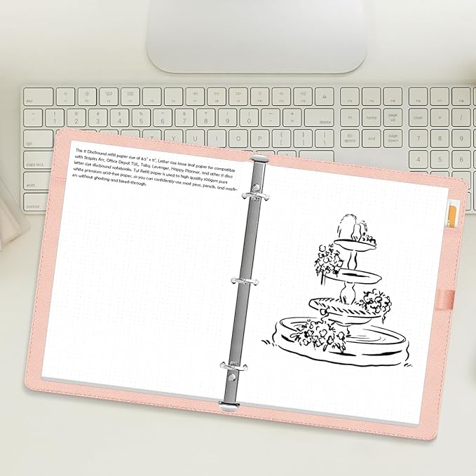 (3-Pack) 3-Hole Dotted Paper Refills, Letter Size Dot Grid Loose-Leaf Paper, 300Sheets/600Pages, 100gsm White Paper, 8.5'' x 11''