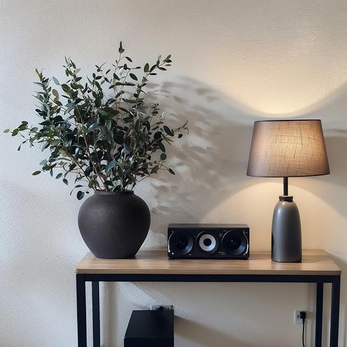 Rustic Ceramic Vase, 8.3" Black Farmhouse Tall Vase, Vintage Vases, Modern Terracotta Decor Vases for Home Decor, Living Room, Entryway, Table Centerpieces, Shelf, Kitchen, Housewarming Gifts