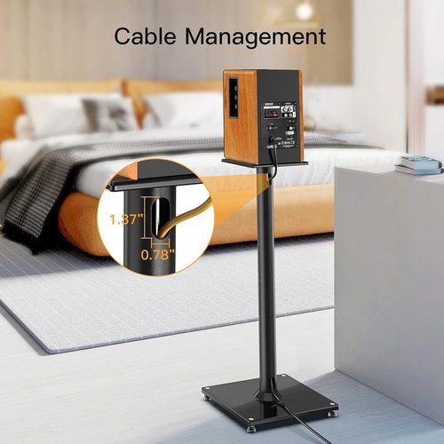 Perlegear Universal Speaker Stands - 28-Inch Floor Stands for Surround Sound Up to 22lbs | Cable Management Included, 1 Pair